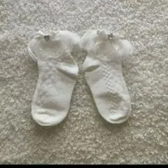 靴下 キッズソックス　XLサイズ 15-17cm 　リボン、レース付　白