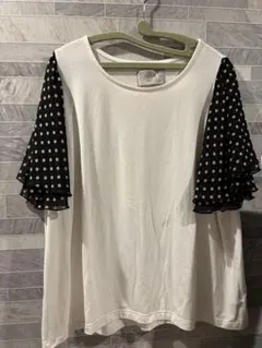 n’Or LABEL ドットシフォン袖 カットソー 白 黒 フレア袖のサムネイル