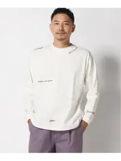 niko and... 刺繍 ロングスリーブTシャツ ホワイト