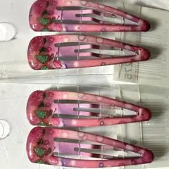 新品未使用4個セット 鬼滅の刃風 ヘアピン ぱっちんどめ 4.8cm 和柄和風Ｄ