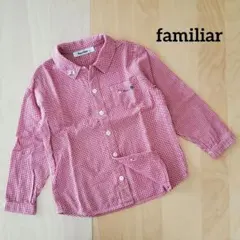 ファミリア familiar 長袖 ブラウス 赤X白 千鳥格子 110