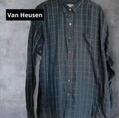 Van Heusen ダークグレー チェック柄 シャツ XXL