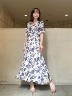 24AW♡グレースコンチネンタル フラワープリントフレアワンピース 36 花柄