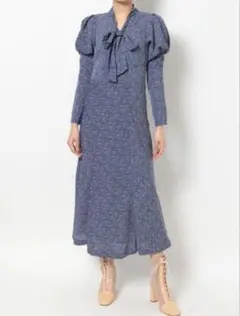 MERCURYDUO マーキュリーデュオ ボウタイリボン花柄ワンピース ロング