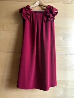 ROPÉ PICNIC フリル付きワインレッドドレス