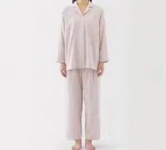 無印良品　婦人　脇に縫い目のない　二重ガーゼ長袖パジャマ　ライトピンク　Mサイズ