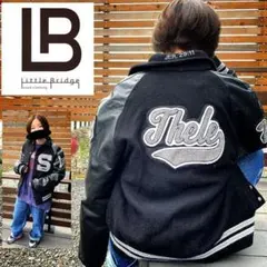 オススメ！　フェイクレザー切替　スタジャン　ビッグサイズブルゾン　古着　一点物