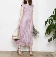 美品✨ NOELA ビッグカラーレースワンピース ノースリーブ　結婚式　パーティ