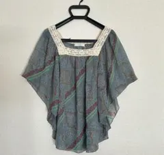 【美品】after all ボタニカル柄 ブラウス レース 森ガール 透け感 Mのサムネイル