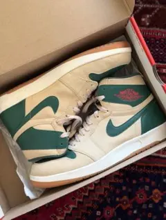 ゆ*と様 值下け！ナイキ エアジョーダン1 ハイカット グリーン／ホワイト 28