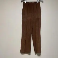 ブラウン スエード風 ワイドパンツ　【M】 パンツ　ストレートパンツ