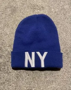 NYロゴ ニット帽 青