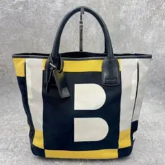 バリー Bロゴ キャンバス トートバッグ イエロー　ブラック　総柄 大容量 A4