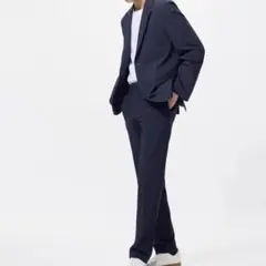 ユニクロ 感動ジャケット パンツ セットアップ M ネイビー ウールライク