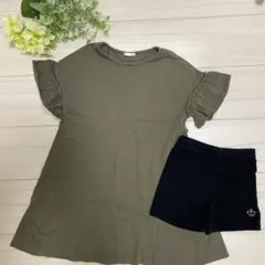 オリーブグリーン フリル袖チュニック 120cm インパン付き