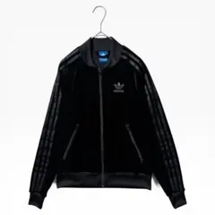 adidas トラックジャケット ジップ 黒 y2k ベロア