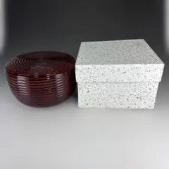 Ｓ６３２　食籠　『青漆瓜紅一閑摺上ゲ』『上杉満樹作』　共箱　茶道具 S632 食籠 『青漆瓜紅一閑摺上ゲ』『上杉満樹作』 共箱