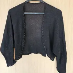 フリンジ付き黒ニットカーディガン