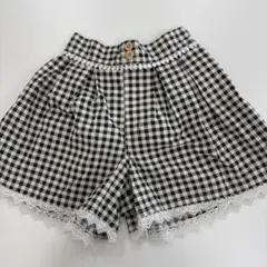 ギンガムチェック ハーフパンツ レース付き キッズ