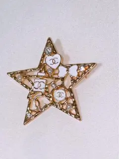 星 ブローチ CHANEL パール ゴールド