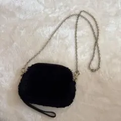 ファー風ブラックショルダーバッグ　forever21