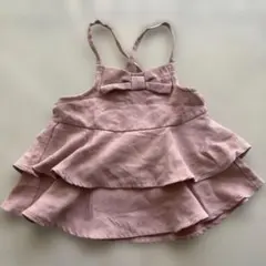 ピンク フリル トップス　ベロア風　ベビー服90 女の子