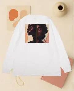 アートプリント ホワイト長袖Tシャツ