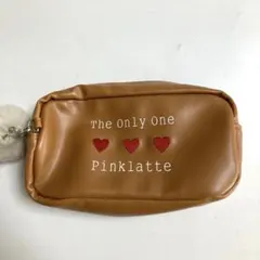 Pinklatte ポーチ ブラウン ハート刺繍 ファーチャーム付のサムネイル