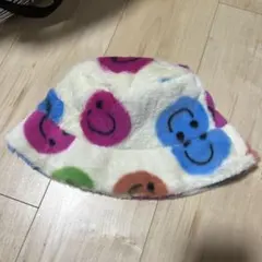 【未使用】スマイリーフェイス バケットハット　ふわふわ　ファーバケハ