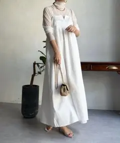 DOUDOU ベージュ キャミワンピース 38 DOUDOU ベージュ キャミワンピース 38 WEB限定】バイカラー