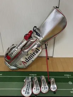 Admiral キャディバッグ シルバー レッド ヘッドカバーセットのサムネイル