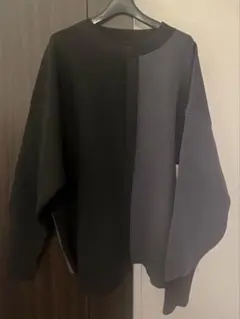 NOID バイカラー フェイクレイヤードニット オーバーサイズ ブラック×グレー