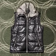 Y2K fur black down vest