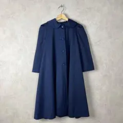 USA古着 レディース ロングコート ネイビー フレア 紺色 vintage