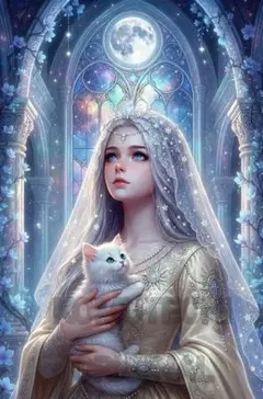 コムテチオリジナル　聖女と猫　デジタルアート　2Lサイズ