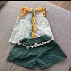 【恐竜コーデ】【90】夏服 セットアップ ノースリーブトップス ショートパンツ
