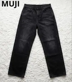 ⁠無印良品ストレッチストレートデニムパンツ 黒 XL 大きいサイズMUJI美品⁠のサムネイル