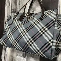 バーバリーブルーレーベル　ノバチェック　ナイロンハンドバッグ　三陽商会