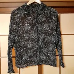 ALTM 花柄 シアーシャツ 長袖 ブラック 　　　　フリーサイズのサムネイル