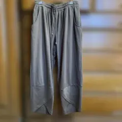 ブラウン　ワイドパンツ コットン混紡　イージーパンツ