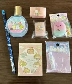すみっコぐらし 文房具7点セット　えんぴつ　キャップ　消しゴム　のり　メモ帳