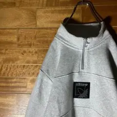 adidas ハーフジップ　スウェット　センターロゴ　白　グレー　Ⅼ~XL