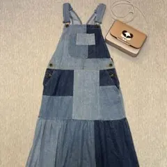 ロデオクラウンズ★パッチワークデニムジャンスカ★ジャンパースカートMサイズ