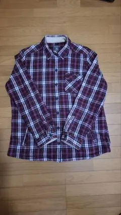 エディーバウアー 一部ボア チェックシャツ ジャケット レディースPL 紫