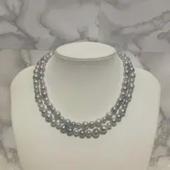 美品　伊勢志摩英虞湾産　あこや真珠　ロングパールネックレス　マルチカラーオーロラ