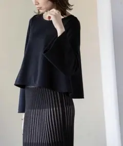 NOBLE／ノーブル／コンパクトロングスリーブプルオーバー／ブラック