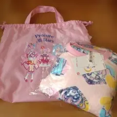 プリキュア フリース　パジャマ 110cm ピンク　バッグ付