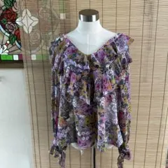 レディース　花柄フリル　ブラウス