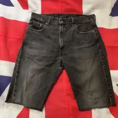 90s Levis 505ブラック デニム カットオフ 後染め レア 希少 古着