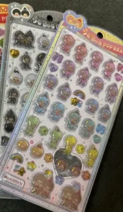 ２点 モンチッチ　モノトーン　カラフル　うるちゅるポップシール　国内正規品